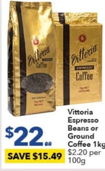 Ritchies Vittoria Espresso Beans or Ground Coffee 1kg offer