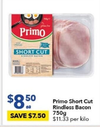 Ritchies Primo Short Cut Rindless Bacon 750g offer