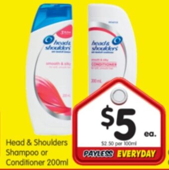 Spar Head & Shoulders Shampoo or Conditioner 200ml offer
