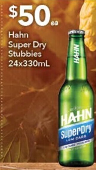 Ritchies Hahn Super Dry Stubbies 24x330mL offer