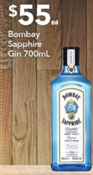 Ritchies Bombay Sapphire Gin 700mL offer