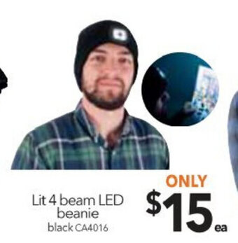 Cheap as Chips Lit 4 beam LED Beanie black - CA4016 offer