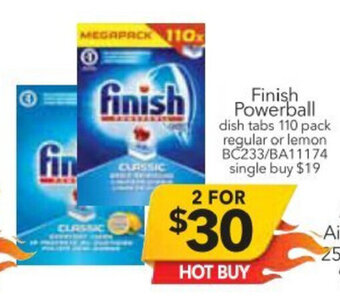 Cheap as Chips Finish Powerball Dish Tabs 110 pack Regular or Lemon offer