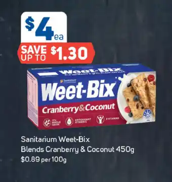 Foodland Sanitarium Weet-Bix Blends Cranberry & Coconut 450g offer