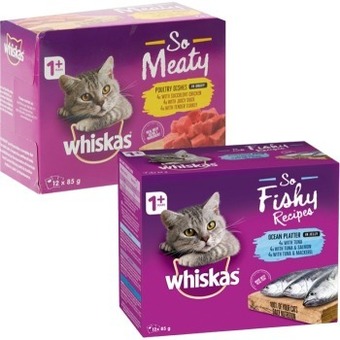BIG W Whiskas 12-pack cat food pouch varieties 85g offer