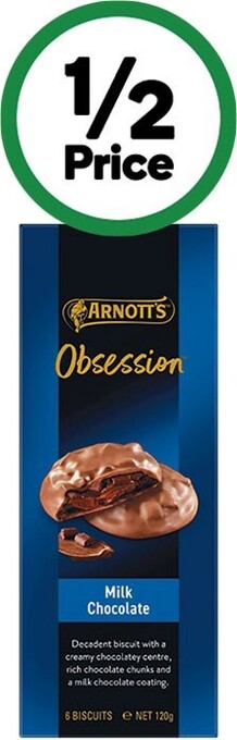 Woolworths Arnott’s obsession chocolate biscuits 115-120g offer
