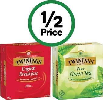 Woolworths Twinings tea bags pk 80-100 – excludes camomile, peppermint, vanilla chai & lemon & ginger offer