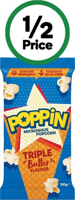 Woolworths Poppin microwave popcorn 85-100g offer