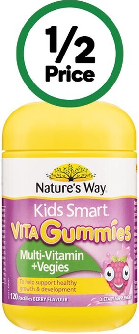 Woolworths Nature’s way kids smart vita gummies multivitamin pk 120~ offer
