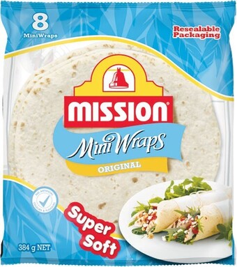 Woolworths Mission mini wraps 384g pk 8 offer
