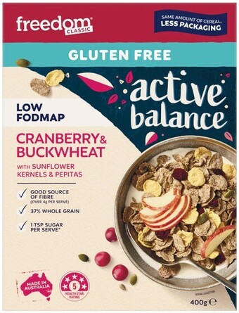 Woolworths Freedom foods active balance cereal 400-500g – from the health food aisle offer