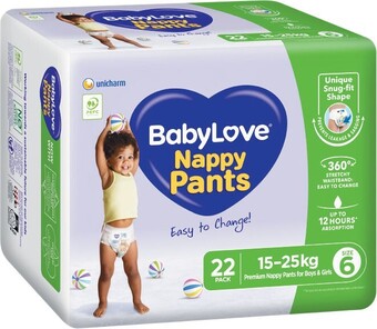 Woolworths Babylove bulk nappy pants pk 22-38 offer