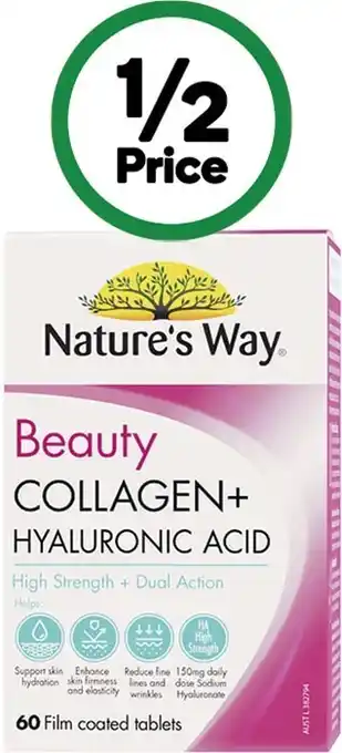 Woolworths Nature's way beauty collagen + hyaluronic acid tablets pk 60~ offer