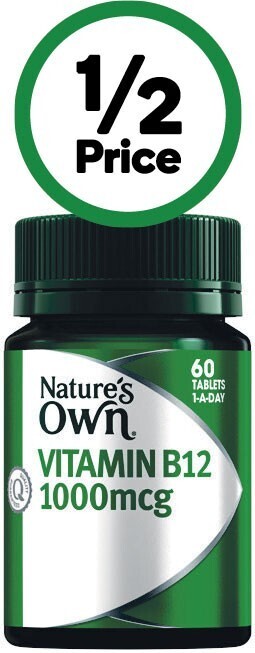 Woolworths Nature's own vitamin b12 1000mcg tablets pk 60~ offer