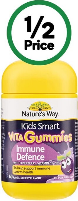 Woolworths Nature's way kids vita gummies immune defence pk 60~ offer