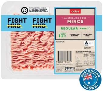 Coles Coles australian pork 3 star regular mince 500g offer
