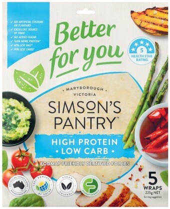Coles Simson's pantry better for you wraps 210g-225g offer
