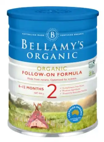 Coles Bellamy's organic formula stage 1 or 2 900g offer