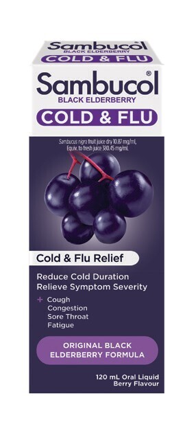 Coles Sambucol cold & flu liquid 120ml* offer