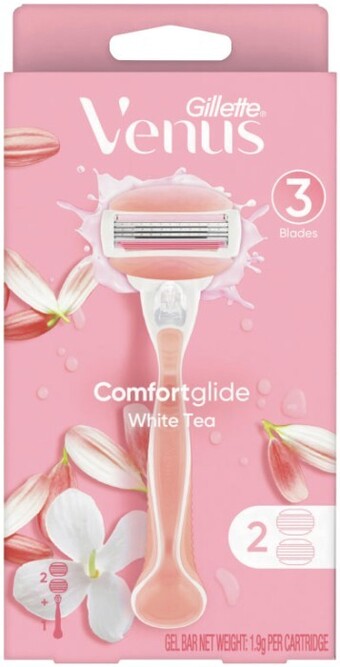Coles Gillette venus white tea comfortglide razor with 2 blades 1 pack offer