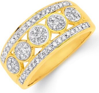 Prouds 9ct gold diamond three row band offer