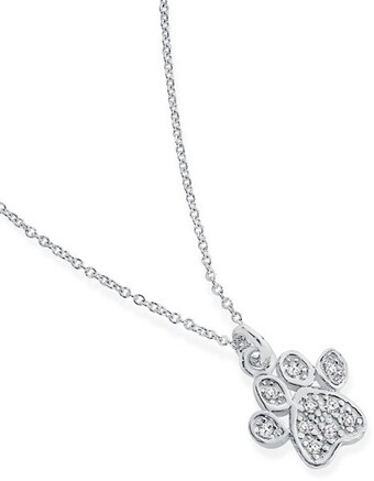 Prouds Sterling silver cubic zirconia paw print pendant offer