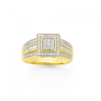 Prouds 9ct gold diamond square ring offer