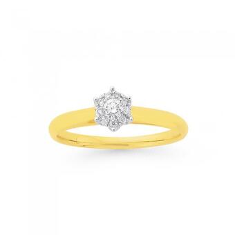 Prouds 9ct gold diamond cluster ring offer
