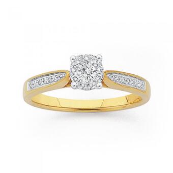 Prouds 9ct gold diamond cluster ring offer