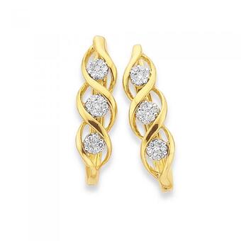 Prouds 9ct gold diamond huggie earrings offer