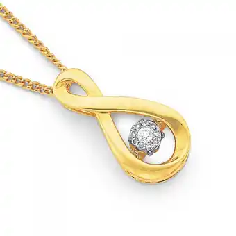 Prouds 9ct gold diamond cluster infinity pendant offer