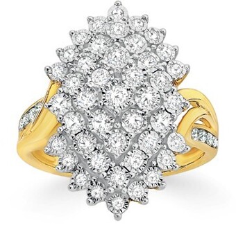 Prouds 9ct gold diamond cluster ring offer