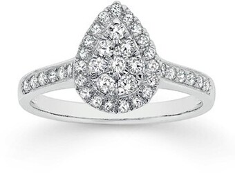 Prouds 9ct white gold diamond pear shape ring offer