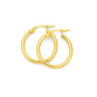 Prouds 9ct gold 2x15mm polished hoop earrings offer