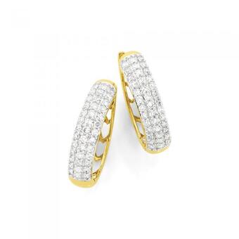 Prouds 9ct gold pave set diamond earrings offer