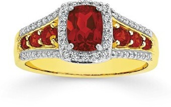 Prouds 9ct gold created ruby & diamond ring offer