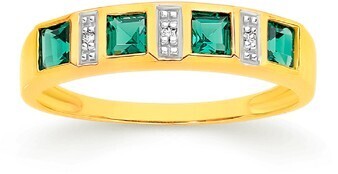 Prouds 9ct gold created emerald & diamond ring offer