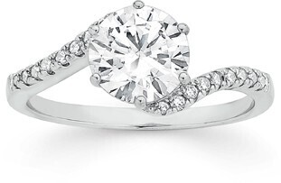 Prouds Sterling silver cubic zirconia solitaire on cubic zirconia twist band ring offer