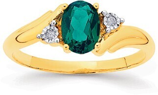 Prouds 9ct gold created emerald & diamond ring offer
