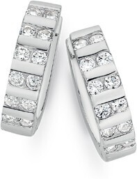 Prouds Sterling silver cubic zirconia huggie earrings offer