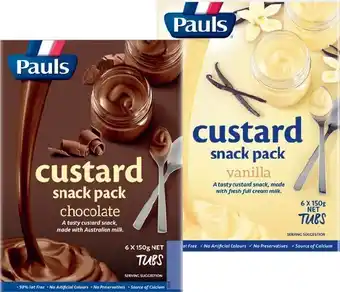 IGA Pauls vanilla or chocolate custard snack pack 6x150g offer