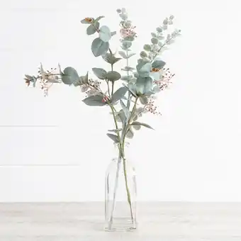 Flora seeded eucalyptus bouquet in glass vase by m.u.s.e.
