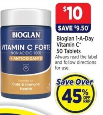 Star Discount Chemist Bioglan 1-A-Day Vitamin C 50 Tablets offer