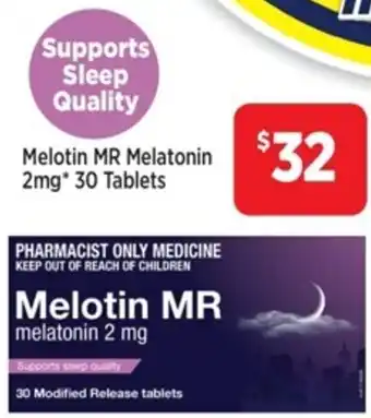Star Discount Chemist Melotin MR Melatonin 2mg* 30 Tablets offer