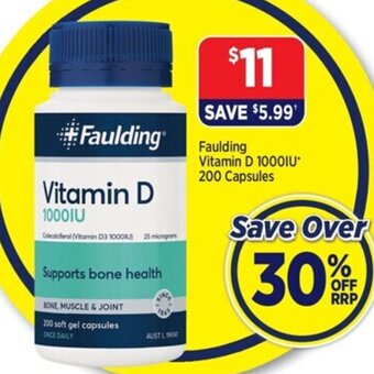Star Discount Chemist Faulding Vitamin D 1000IU 200 Capsules offer