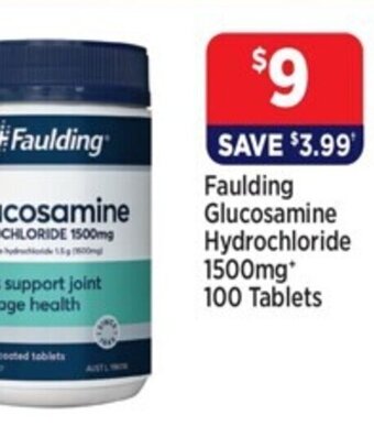 Star Discount Chemist Faulding Glucosamine Hydrochloride 1500mg* 100 Tablets offer