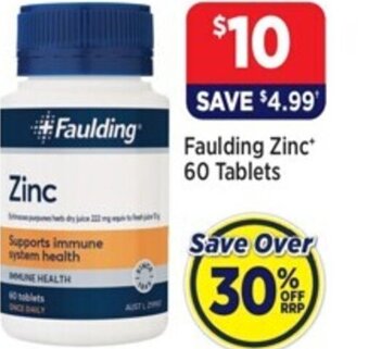 Star Discount Chemist Faulding Zinc* 60 Tablets offer