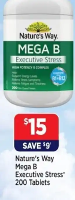 Star Discount Chemist Nature's Way Mega B Executive Stress* 200 Tablets offer