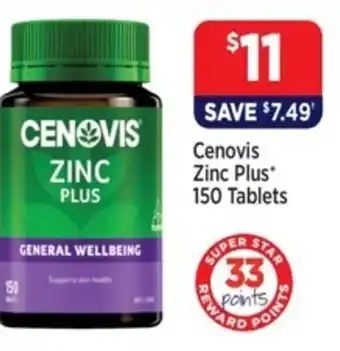Star Discount Chemist Cenovis Zinc Plus* 150 Tablets offer