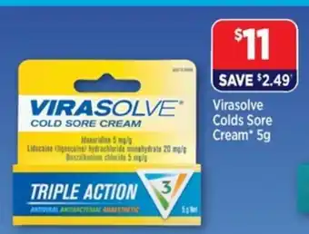 Virasolve Colds Sore Cream* 5g